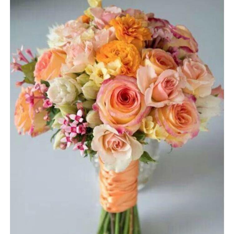 Ramo de novia tonos durazno